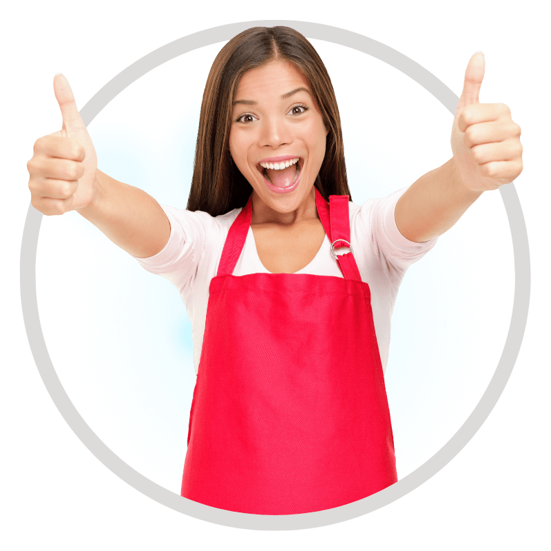Two Thumbs Up Woman Red Apron Circle Transparent